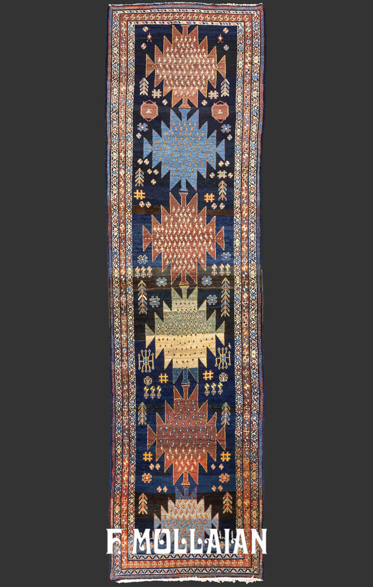 Tapis Persan Hamadan Antique, très long, daté n°:420233